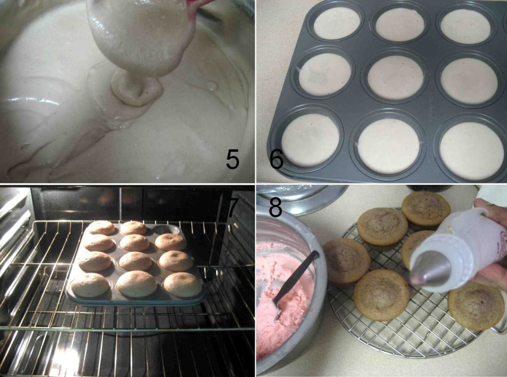 step by step eggless strawberry cupcake preparation