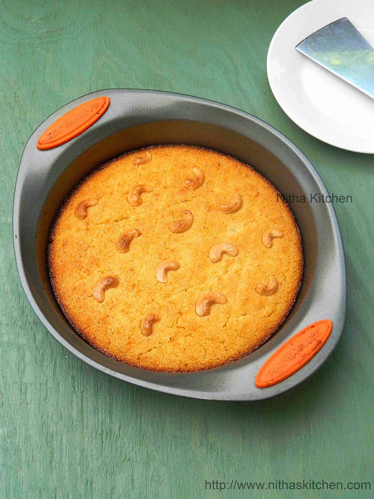 Eggless Basbousa Rava Coconut Semolina Cake - Nitha Kitchen