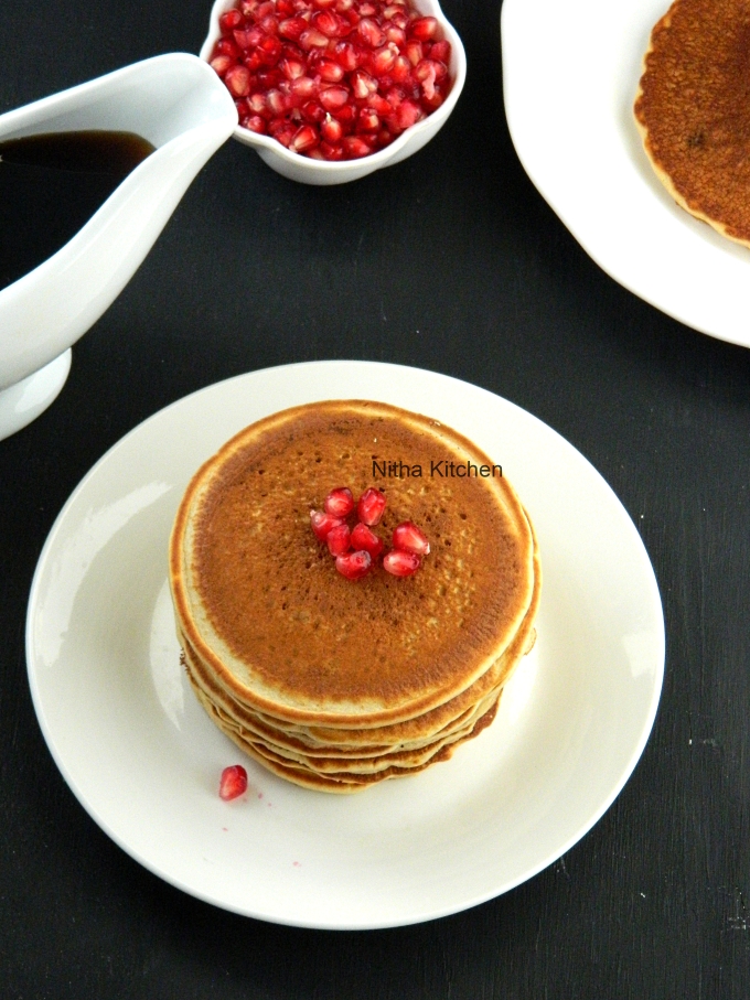 eggless vanilla buttermilk pancake recipe and orange wheat buttermilk pancake recipe with video tutorial