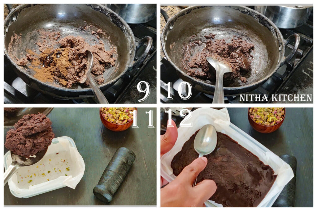 Step by step picture and video recipe for crispy perfect ragi chocolate burfi sugar consistency for burfi