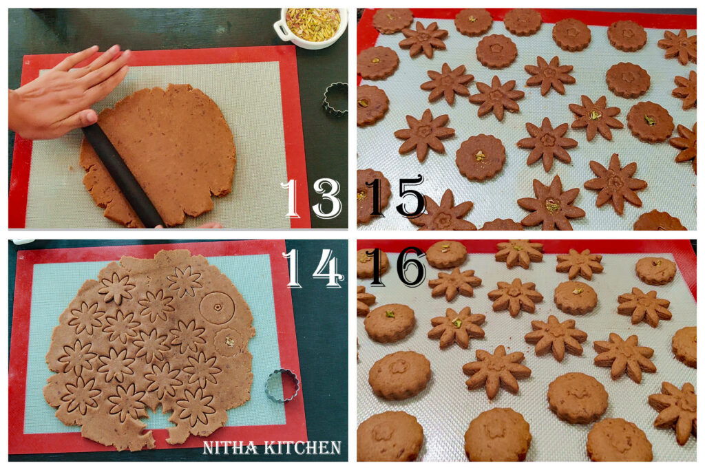 Step by Step pictures of making Soft Eggless Rose Cardamom Cookies Using Whole Grain Wheat Flour Video Recipe